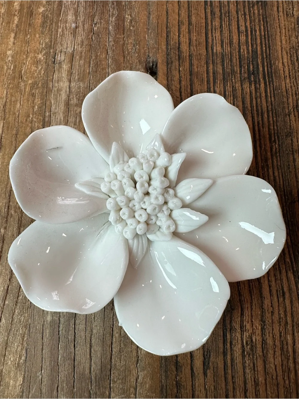 White Ceramic Floral Wall Accents - Set of 4